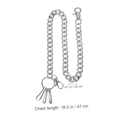 OATIPHO Metal Pants Chain Silber Vintage Stil Robust Punk Jeans Kettenanhänger Herren Damen Taillenkette Schlüssel und Geldbeutelhalter von OATIPHO