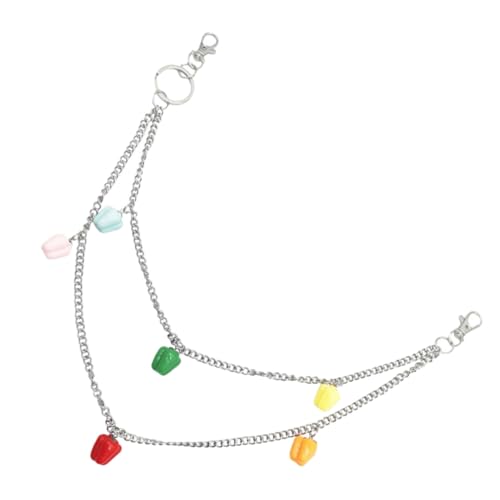 OATIPHO Metal Waist Chain Belt mit Buntem Pfeffer Anhänger Punk Hip Hop Hose Kette für Männer und Frauen Stylisches Jeans Accessoire für Vielseitige Streetwear Looks von OATIPHO