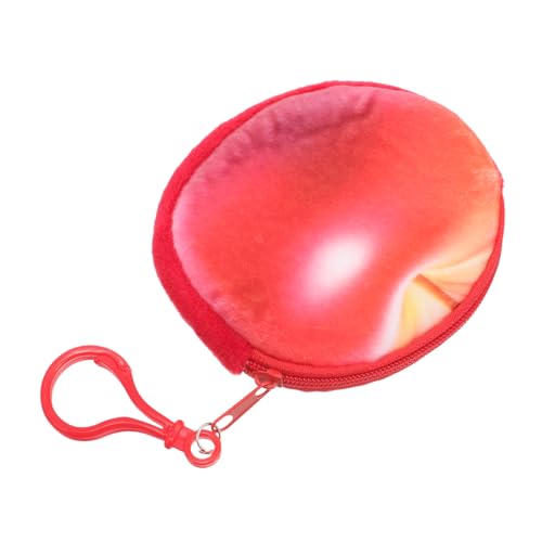 OATIPHO Mini-geldbörse Mit Schlüsselanhänger Cartoon-obstbeutelform Plüsch-flauschbeutel Reißverschluss Metallkette Für Frauen Und Mädchen Rot von OATIPHO