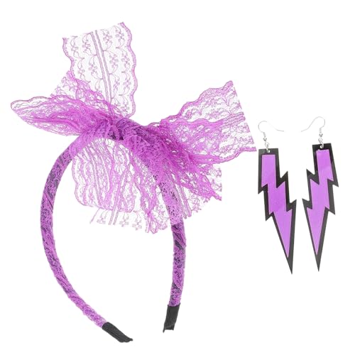 OATIPHO Schleife Stirnbänder Neon Mit Spitze Und Modischen Tropfenohrringen Für Glow-party Accessoires Für Mädchen Und Frauen von OATIPHO
