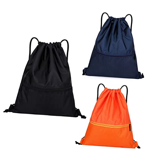 OATIPHO Nylon Wasserdichter Kordelzug Rucksack Großer Sportbeutel Für Schwimmen Reisen Und Strand Für Erwachsene Und Junge Mädchen Schwarz Leicht Und Langlebig von OATIPHO