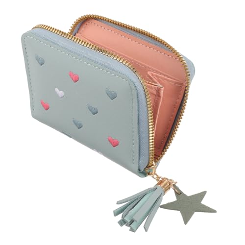 OATIPHO Kleine Damen Geldbörse Aus Pu Mit Reißverschluss Münztasche Für Karten Wechselgeldbeutel Mit Quaste Anhänger Für Alltag Reisen von OATIPHO