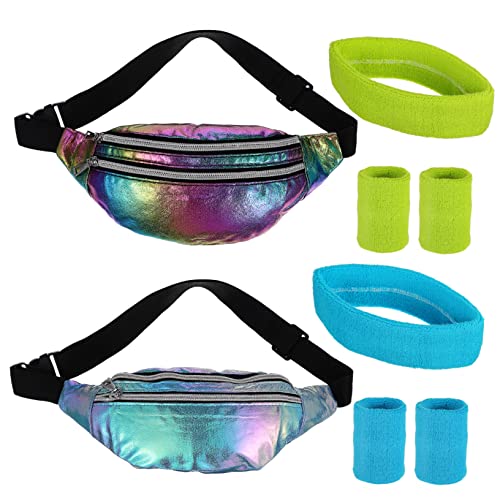 OATIPHO Holografische Bauchtasche Für Damen Verstellbarer Gürtel Mit Stirnbändern Und Armbändern Oxford Polyester Großes Fassungsvermögen Für Handy Und Schlüssel von OATIPHO