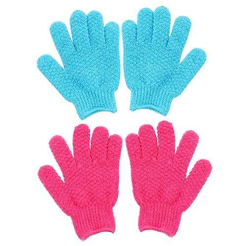 OATIPHO Peelinghandschuhe 4 Stück Fünf Finger Duschhandschuhe zur Hautreinigung und Peeling für Männer und Frauen Duschschutzhandschuhe für Tägliche Körperpflege und Tiefenreinigung von OATIPHO