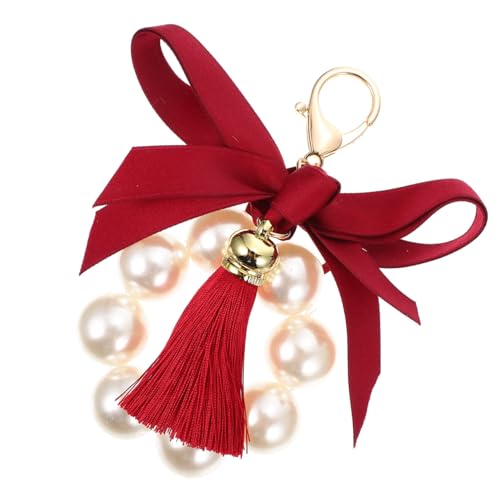 OATIPHO Pearl Tassel Schlüsselanhänger Für Frauen Elegantes Accessoire Mit Schleife Und Quaste Für Geburtstage Weihnachten Und Besondere Anlässe von OATIPHO