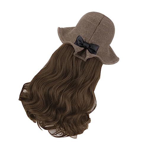 OATIPHO Lange Wellig Lockige Haarverlängerung Perücke Mit Hut Für Damen Natürlicher Look Für Alltag Partys Und Cosplay Farbabweichungen von OATIPHO