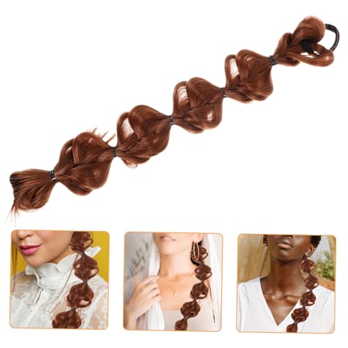 OATIPHO Pferdeschwanz Haargummi mit Geflochtenem Design Bubble Ponytail Haarverlängerung aus Synthetischem Material für Partys Cosplay und Festivals für Damen von OATIPHO