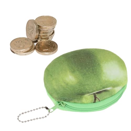 OATIPHO Cartoon Fuzzy Geldbörse Fruchtform Mini Reißverschluss-münztasche Mit Schlüsselanhänger Für Damen Grüner Apfel Für Kleingeld Und Kleine Essentials von OATIPHO