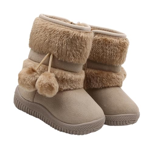 OATIPHO Prewalker Winterstiefel Gepolstert Rutschfest Warm für Jungen Mädchen Innenlänge Beige Niedrig Geschnitten Kuschelige Krabbelschuhe von OATIPHO