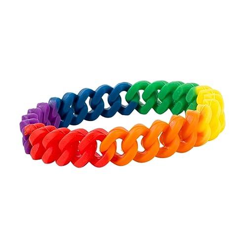 OATIPHO Regenbogen Armband Aus Buntes Silikon Armreif Für Mädchen Frauen Und Männer Regenbogenfarben Handgelenkschmuck Langlebig Und Angenehm Zu Tragen von OATIPHO