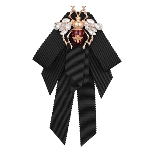 OATIPHO Retro Bee Brosche mit Schleifen Anstecker Vorgebundene Fliege aus Stoff Schwarze Hemd Schleifenbrosche für Damen Modisches Kleidungsaccessoire Langlebig und Stilvoll von OATIPHO