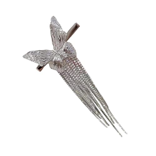 OATIPHO Rhinestone Schmetterling Haarklammer mit Quaste Silberner Haarschmuck für Damen und Mädchen Funkelnde Haarspange für Party und Festliche Anlässe Eleganter Haarklammer Clip mit von OATIPHO