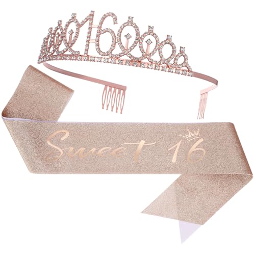 OATIPHO 1satz Geburtstag Krone Und Schärpe Roségoldene Und Schulterband Für Mädchen Stilvolle Geburtstagsdekorationen Und Accessoires Für von OATIPHO