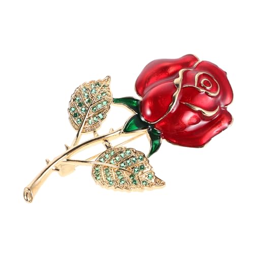 OATIPHO Rosen Brosche mit Funkelnden Strasssteinen Blüten Design Langlebige Kupferlegierung Hautfreundlich Großes Ansteck Pin für Hochzeiten Partys Kleider und Mäntel von OATIPHO
