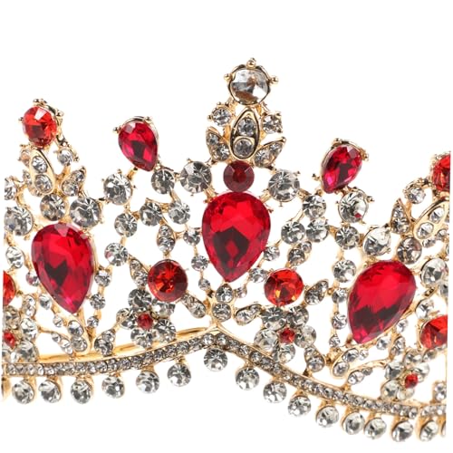 OATIPHO Rote Brautkrone mit Strassbesatz Tiara für Hochzeit Party und Festliche Anlässe Eleganter Haarschmuck für Damen Feines Design und Romantische Ausstrahlung von OATIPHO