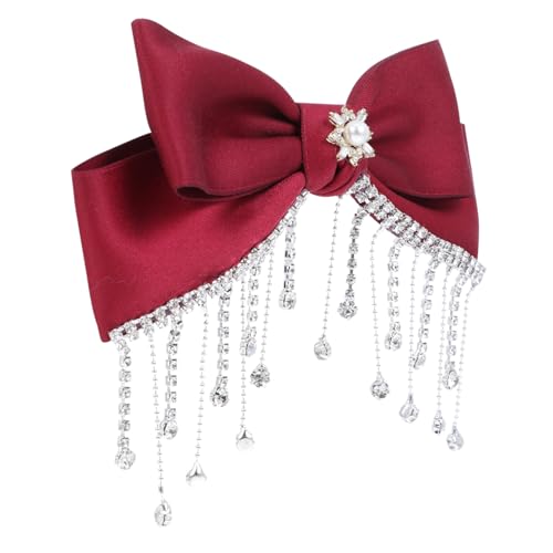 OATIPHO Roter Haarschmuck mit Schleife Haarspange mit Strasssteinen für Damen für Festliche Anlässe und Dünnes Dickes Haar von OATIPHO