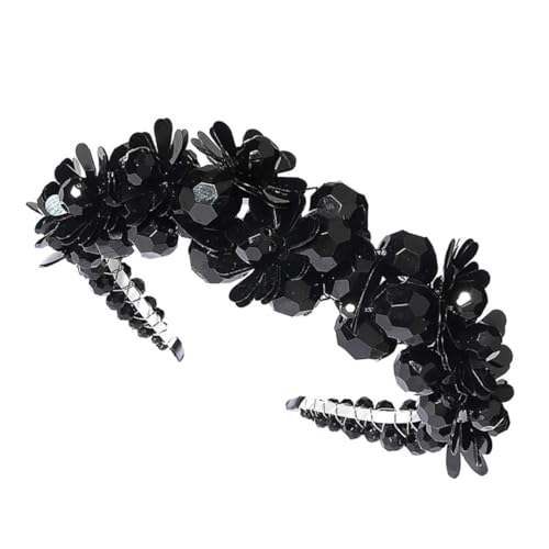 OATIPHO Schimmerndes Haarband mit Perlen und Pailletten Haarschmuck Accessoire für Damen für Hochzeiten und Besondere Anlässe Schwarz von OATIPHO