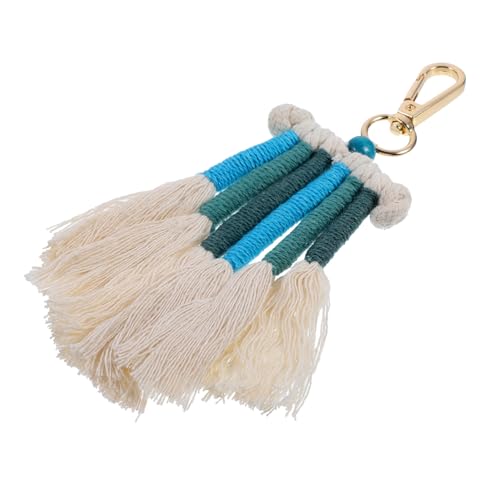 OATIPHO Regenbogen Muster Schlüsselanhänger Handgewebter Schlüsselhalter Anhänger Quaste Design Tasche Hängende Verzierung Für Schlüssel von OATIPHO