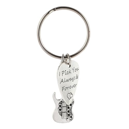 OATIPHO Metall Gitarre Schlüsselanhänger Rucksackanhänger Taschendekor Hängende Ornamente Schlüsselanhänger Gitarrenplektrum Geschenke Für Gitarristen Musiker von OATIPHO