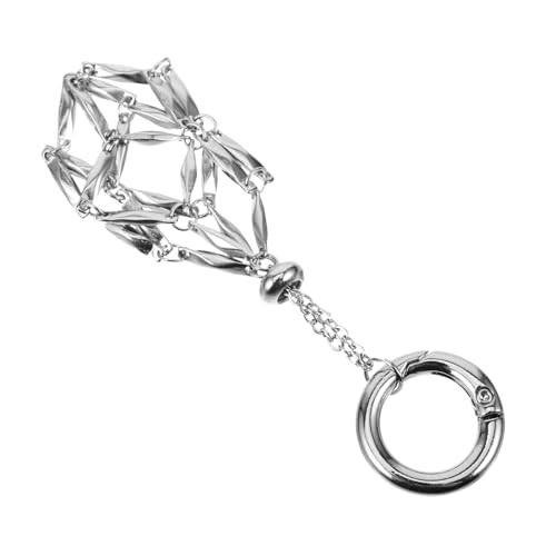 OATIPHO Schlüsselanhänger mit Netztasche Gold Schlüsselband Haken Reifen personalisierter dity dncing Geldbörsenanhänger für Handtaschen Schlüsselanhänger-Anhänger Rostfreier Stahl Silver von OATIPHO