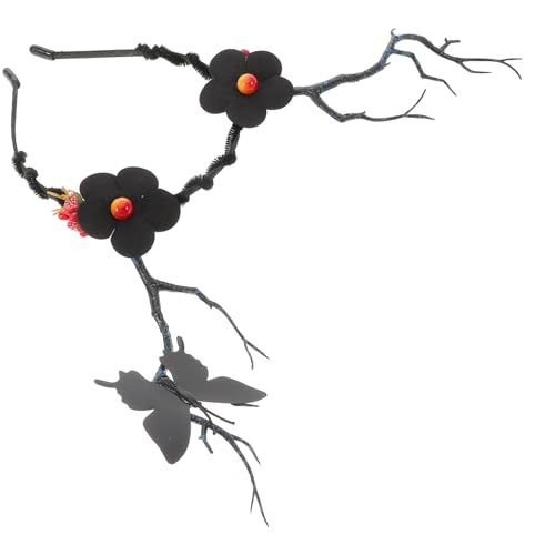 OATIPHO Schmetterlings-Stirnband künstlicher Geweihzweig Hirschhaarreifen gotische Kopfbedeckung Hirschgeweih Blumenkrone Halloween-Cosplay Pflanzenzweig Plastik Black von OATIPHO
