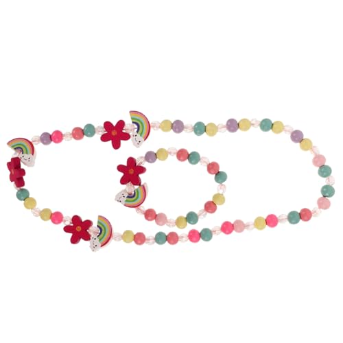 OATIPHO Schmuckset Mädchen Perlen Armband und Halskette Regenbogenfarben Leicht Hautfreundlich Robust Vielseitig Geschenk für Mädchen von OATIPHO