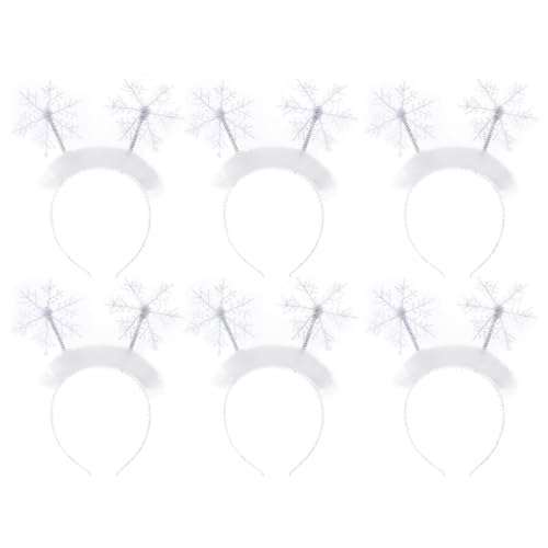 OATIPHO Schneeflocken-Stirnbänder Weißer Haarreifen 6 Stück Weihnachts-Stirnbänder Für Cosplay Weihnachtsdekoration Party Frauen Und Mädchen von OATIPHO