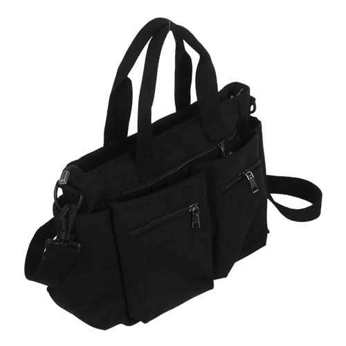 OATIPHO Schwarze Nylon Damen Tote Bag Vielseitige Schultertasche mit Abnehmbarem Gurt Mehrere Taschen Robustes Material für Arbeit Einkaufen und Freizeit von OATIPHO