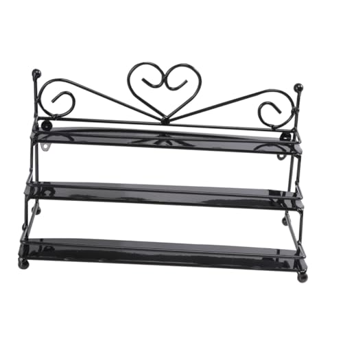OATIPHO Schwarzer Metall Nagellack Organizer mit Stabilem Rutschfestem Sockel Reihiges Regal für Nagellackflaschen und Kosmetik Herz Design Platzsparend für Zuhause und von OATIPHO