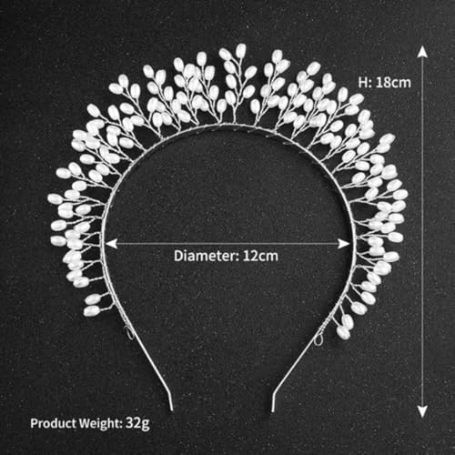 OATIPHO Silbernes Handgefertigtes Perlen haarband mit Aufrechter Kronenform Auffälliger Brautschmuck und Party haarreif für Damen Leichtes Langlebiges Haarschmuck Festliche Anlässe von OATIPHO