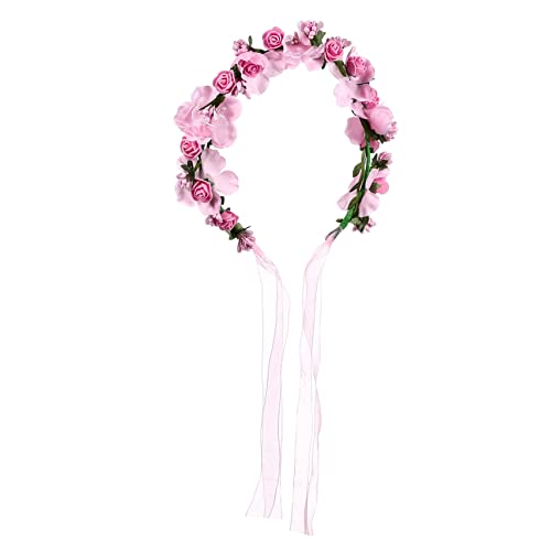 OATIPHO Simulierte Blüten Brautkranz Dekorationen Braut- Party Abschlussball Stirnband mit Blumenkranz Sei Zu Brautblumenkronen Haarschmuck für die Hochzeit Braut Haarband Brautkränze Rosa von OATIPHO