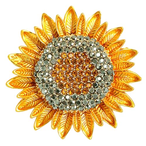 OATIPHO Sonnenblumen Brosche Pflanzen Dekor Kleidung Brosche Clip Dekorative Brosche Clip Damen Brosche Strass Sonnenblumen Pin Brosche Pin Clip Kristall Brosche von OATIPHO