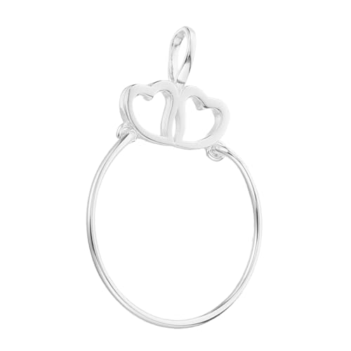 OATIPHO Sterling Silber Charm Holder Anhänger Doppeltes Herz Charm Holder Halskette Verstellbar Vielseitig Schmuckanhänger für Damen und Mädchen von OATIPHO
