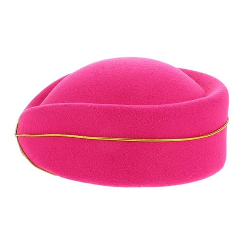 OATIPHO Damen Stewardess Kostüm-hut Kunstwolle Tiefrosafarbene Mütze Für Cosplay Vielseitig Für Bühnenaufführungen Und Partys Und von OATIPHO