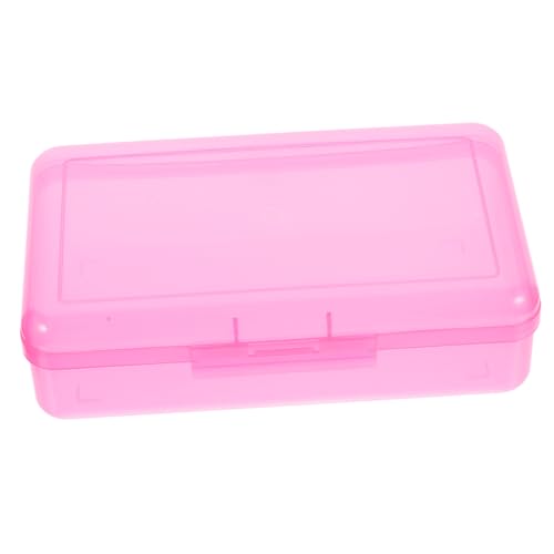 OATIPHO Schulbedarf Stiftbox Transparente Stiftebox Aufbewahrungsbox Kosmetikpinsel-Box Kleinigkeitenbox Für Den Bleistift-Organizer Stiftvitrine Rosa Reisen Sammelbox Plastik Lagerung von OATIPHO