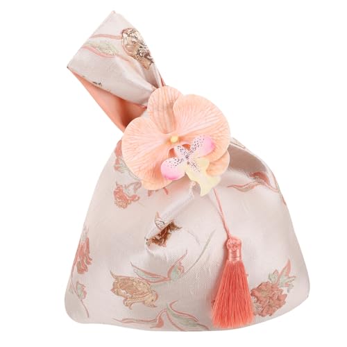 OATIPHO Stilvolle Handgelenktasche mit Orchideen Muster und Quaste für Hochzeiten Dekorative Clutch für Frauen Tragbare Tasche für von OATIPHO