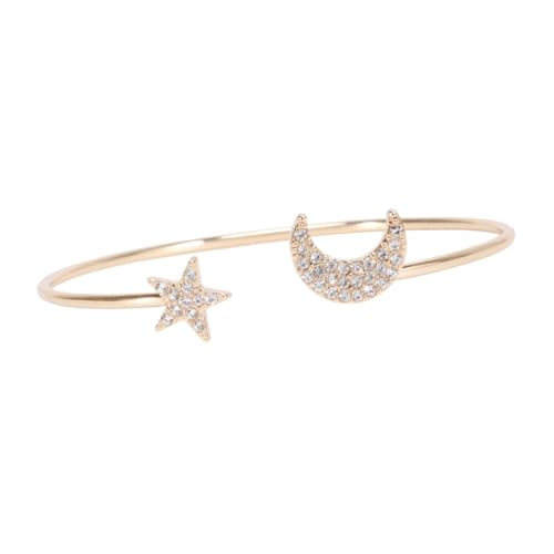 OATIPHO Armreifen Sterne Gold Strass Armband Mond Damen Schmuck Glänzendes Armband Mit Öffnung Für Partys Reisen Und Täglichen Gebrauch von OATIPHO