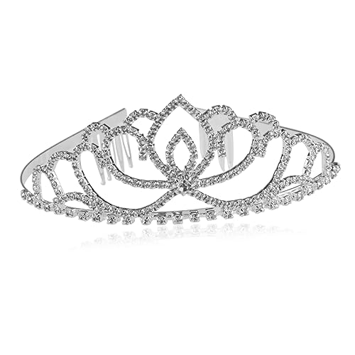 OATIPHO Strass Stirnband Tiara Hochzeit Silber Brautkrone Kopfschmuck Anlass Kammhalterung Fronthauben Nadelloch von OATIPHO