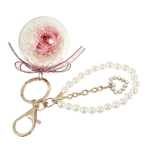 OATIPHO String Erhalten Erhaltener Schlüsselbund Anhänger Keyrings Bag Gepresst Zauber Rosenschlüsselhänge Hanging Perle Pink Locket des Deckels Schlüsselbund Orament Fake Key Ring von OATIPHO