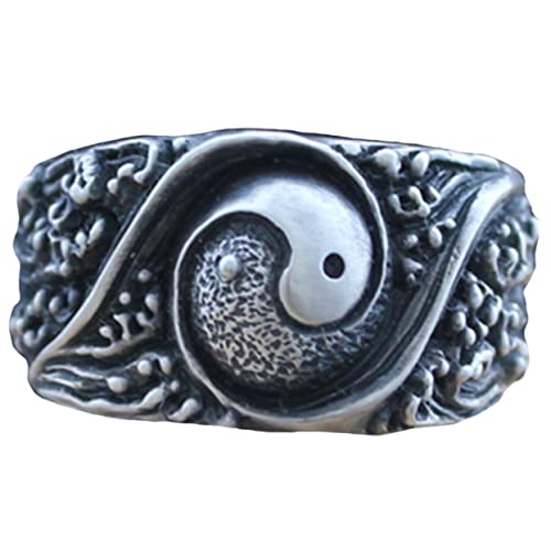 OATIPHO Tai Chi Ring Ringe Herrenring Chinesischer Ring Kleiner Ring Trendiger Ring Chinesischer Schmuck Ring Für Frauen Herrenschmuck Männer Und Frauen Kupfer Thailändisches Silber Chiba von OATIPHO