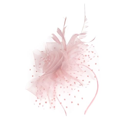 OATIPHO Tea Party Fascinator Haarschmuck Mit Federn Hochzeitskopfbedeckung Für Bräute Und Besondere Anlässe Vielseitiges Accessoire Zartem Rosa Für Feiern Und Fotoshootings von OATIPHO