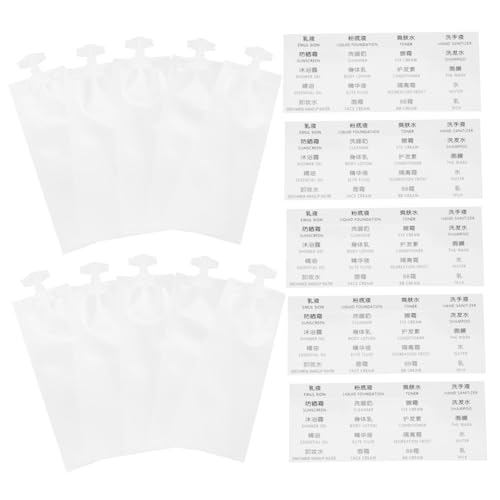 OATIPHO Teiliges Einweg Lotion Dosierbeutel mit Saugnapf Mund Weiß Tragbare Kosmetik Nachfüllbeutel für Lotion Shampoo Aufkleber zur Flüssigkeitskennzeichnung Lebensmittelecht von OATIPHO