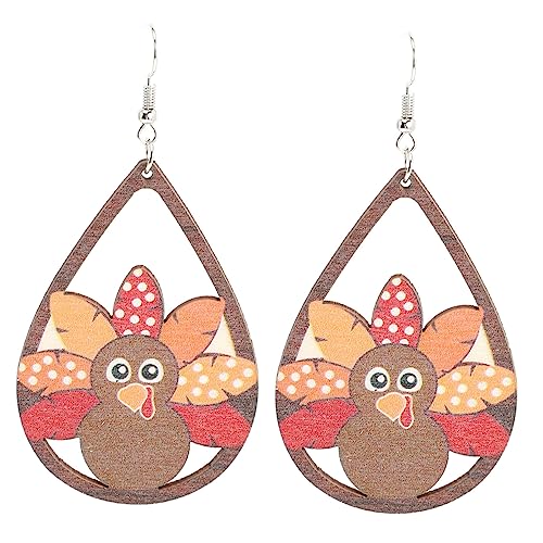 OATIPHO Thanksgiving Holz Ohrringe Damen Dangle Turkey Drop Earrings Langlebig Handgefertigt Modisch für Erntedankfest Party von OATIPHO