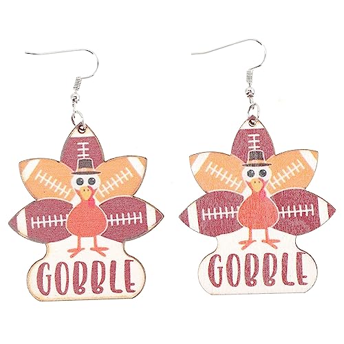 OATIPHO Thanksgiving Holzohrringe Damen Kreative Truthahn Ohrhänger Festival Schmuck Langlebig Handgefertigt Auffällig für Kostüm Party und Foto von OATIPHO