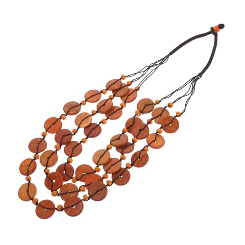 OATIPHO Verstellbare Mehrschichtige Holzperlen kokosnussschalen halskette Damen Boho choker mit Knopfperlen Modischer Schmuck für Strand und Alltag in Hellbraun von OATIPHO