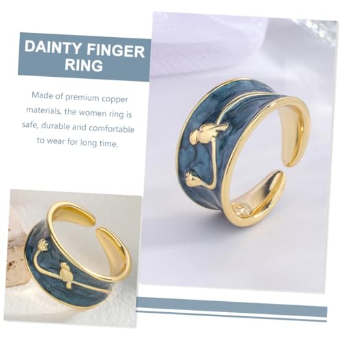 OATIPHO Verstellbarer Statement Ring Damen Emaille Schmuck Blau Metall Zweig Vogel Design Modisch Alltag Party Geschenk OATIPHO Verstellbarer Statement Ring Damen Emaille Schmuck Blau Metall Zweig Vogel Design Modisch Alltag Party Geschenk von OATIPHO