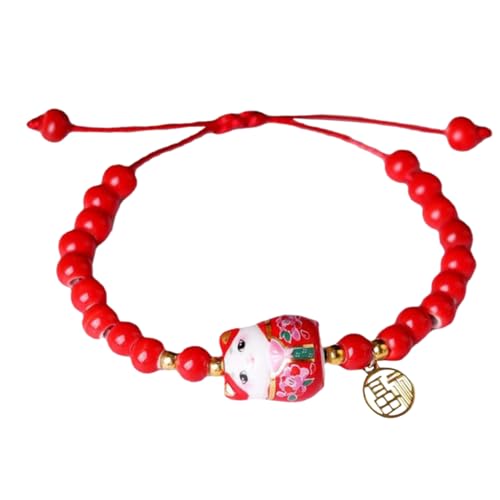 OATIPHO Verstellbares Glückskatze Armband für Damen und Mädchen Schnurarmband Handgefertigt Design Langlebig und Hautfreundlich Perfektes für Freunde von OATIPHO