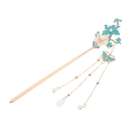 OATIPHO Antike Chinesische Blumenhaarnadel Mit Quaste Emaille-oberfläche Haarspangen Für Hanfu-kleidung Vintage-haarstab Haaraccessoire Für Frauen Blau von OATIPHO