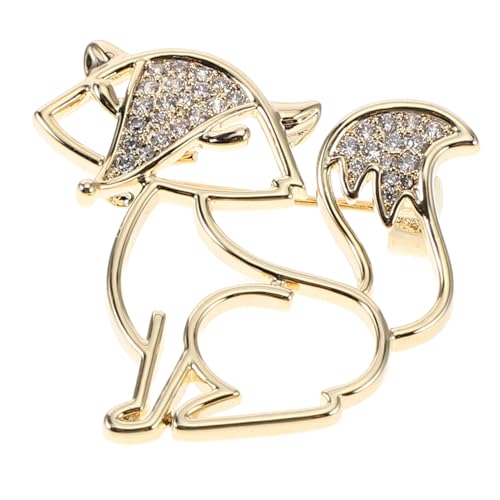 OATIPHO Vintage Fuchs Brosche aus Kupfer mit Hohldesign und Strasssteinen Stilvolle Anstecknadel für Damen Vielseitiges Accessoire für Mäntel Schals und Rucksäcke Langlebiger Modeschmuck von OATIPHO