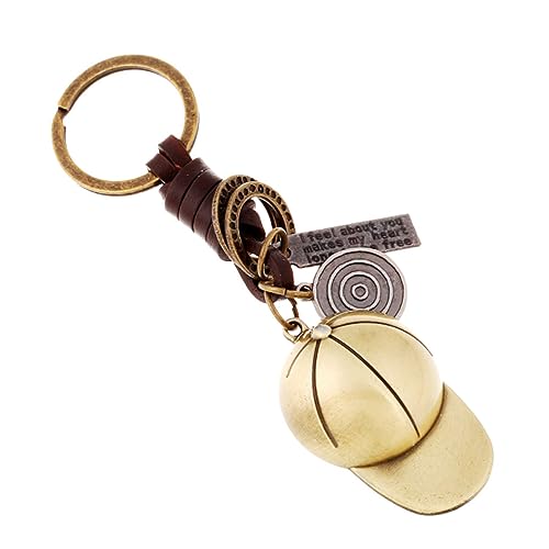 OATIPHO Legierung Leder Vintage Schlüsselanhänger Baseball-mütze Schlüsselanhänger Schlüsselanhänger Cool Creative Schlüsselanhänger Party Favor von OATIPHO